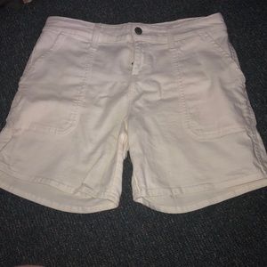 Vince white denim Bermuda shorts